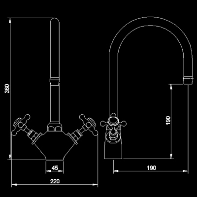 Technical image of Hudson Reed Kitchen dualflow mono sink mixer