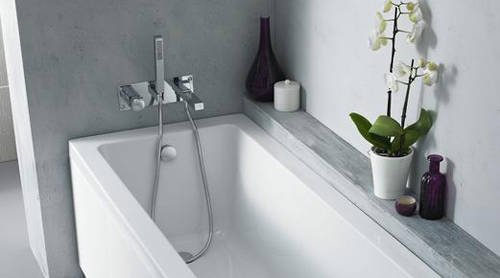 Example image of Hudson Reed Kia Wall Mounted Basin & Bath Shower Mixer Tap Pack.