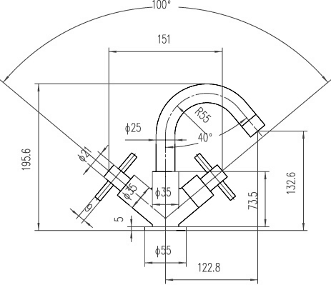 Technical image of Hudson Reed Kristal Mono Basin Mixer With Free Push Button Basin Waste.