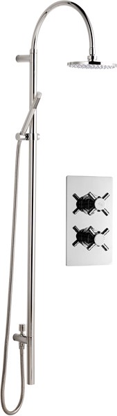 Larger image of Hudson Reed Kristal Twin Thermostatic Shower Valve & Grand Rigid Riser Kit.