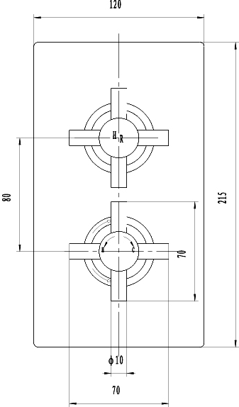 Technical image of Hudson Reed Kristal Twin Thermostatic Shower Valve & Grand Rigid Riser Kit.