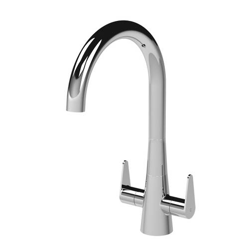 Nuie Samir Mono Kitchen Tap With Dual Handles (Chrome). Size 1