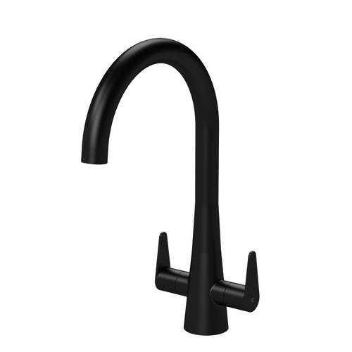 Nuie Black Samir Mono Kitchen Tap With Dual Handles (Matt ).