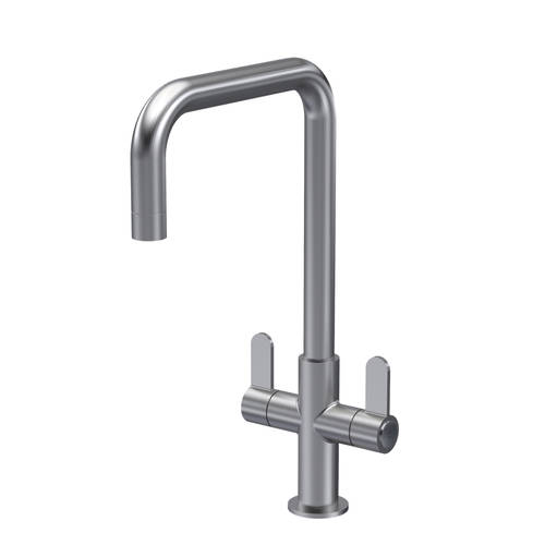 Nuie Kosi Mono Kitchen Tap With Dual Handles (Brushed Nickel).