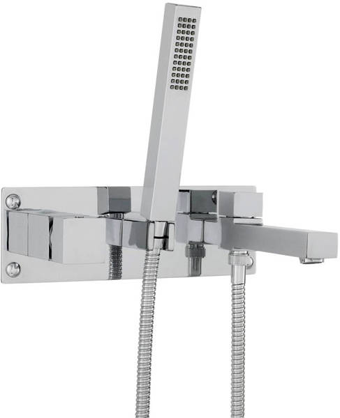 Larger image of Hudson Reed Kubix Wall Mounted Bath Shower Mixer Tap (Chrome).