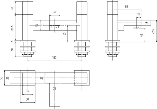 Technical image of Hudson Reed Kubix Basin Mixer & Bath Filler Tap Set (Chrome).