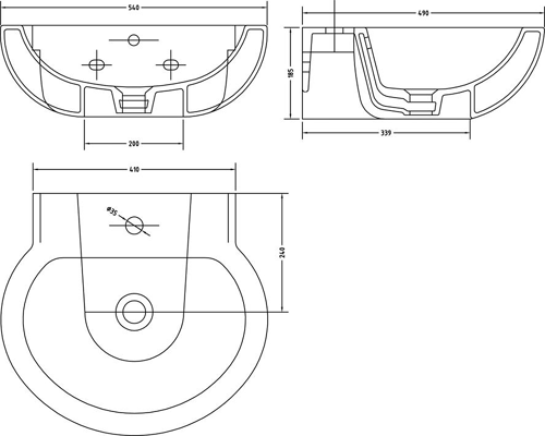 Technical image of Hudson Reed Ceramics 4 Piece Bathroom Suite With Toilet & Basin.