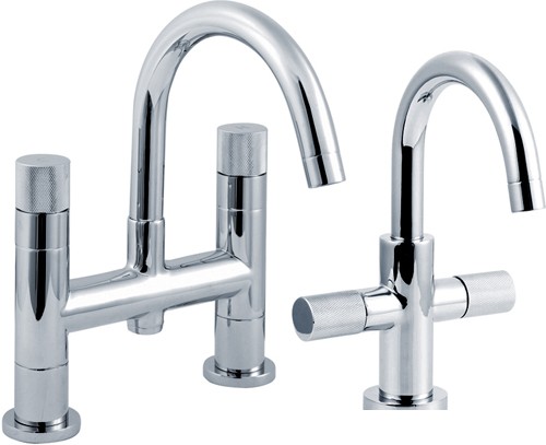 Larger image of Ultra Laser Basin Mixer & Bath Filler Tap Set (Chrome).