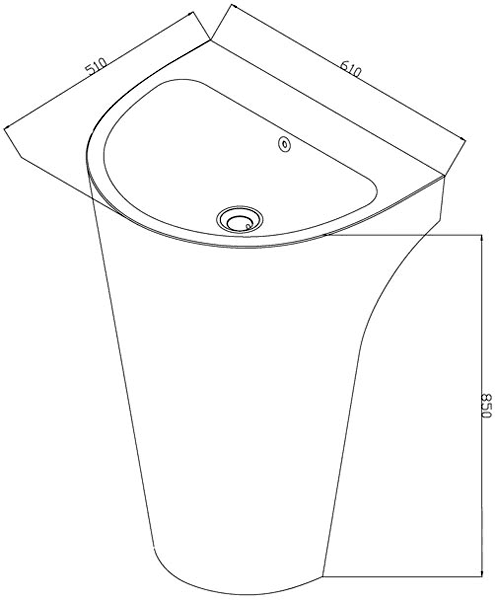 Technical image of Hudson Reed Ceramics 3 Piece Bathroom Suite With Toilet, Seat & 610mm Basin.