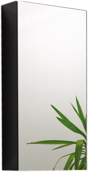 Larger image of Hudson Reed Quintus Mirror Bathroom Cabinet (Black).  380x730x130mm.