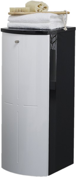 Larger image of Hudson Reed Orb Wall Storage Cabinet (Black & White).  300x800mm.