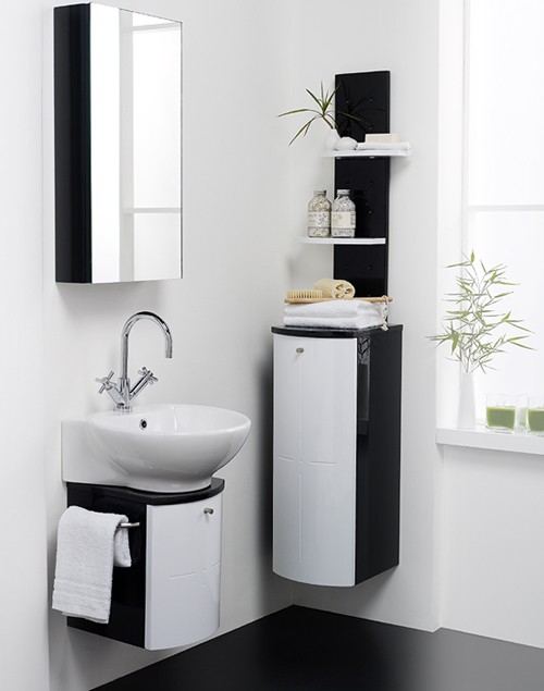 Larger image of Hudson Reed Orb Wall Hung Bathroom Furniture Pack (Black & White).