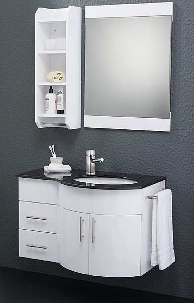 Larger image of Hudson Reed Ellipse Wall Hung Bathroom Furniture Pack (Right Hand, Granite).