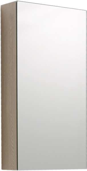 Larger image of Hudson Reed Quintus Mirror Bathroom Cabinet (Oak).  380x730x130mm.