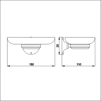 Technical image of Nuie Traditional Soap Dish.