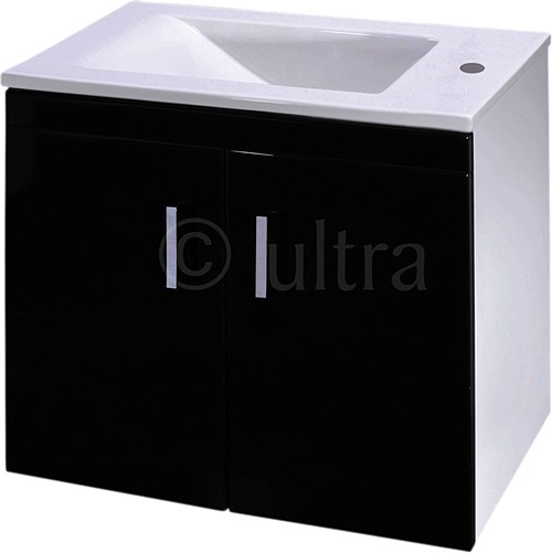 Larger image of Ultra Liberty Wall Hung Vanity Unit, Reversible Basin (Black). 550x450x330mm.