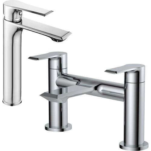 Larger image of Nuie Limit Tall Basin & Bath Filler Tap Pack (Chrome).