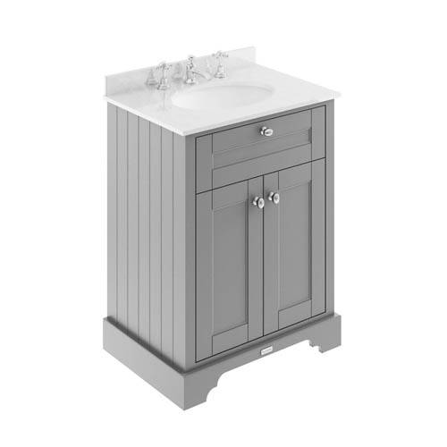 Old London White/Grey Furniture Vanity Unit, Basin & Marble 600Mm (, 3Th). Size 3