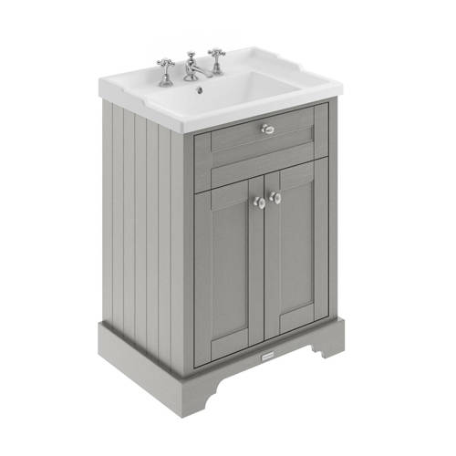 Old London Grey Furniture Vanity Unit With Basins 600Mm (Storm 3Th).