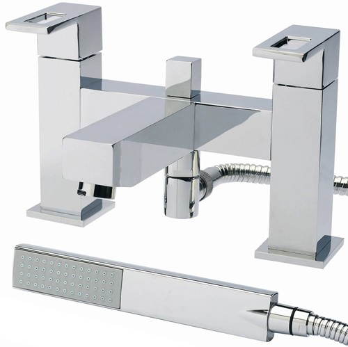 Larger image of Hudson Reed Logo Bath Shower Mixer Tap With Shower Kit (Chrome).