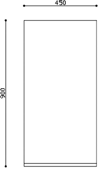 Technical image of Ultra Asset Mirror With Shelf  (Dark Oak). 450W x 900H mm.