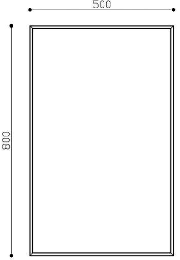 Technical image of Ultra Glide Mirror (Walnut). 500W x 150D x 800H mm.