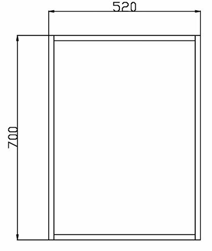 Technical image of Hudson Reed Recess Mirror, 520x700mm (Dark Oak).