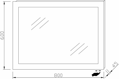 Technical image of Hudson Reed Mirrors Lucio Infinity LED Bathroom Mirror (600x800mm).