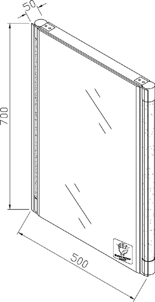 Technical image of Hudson Reed Mirrors Adina Motion Sensor LED Bathroom Mirror (500x700).