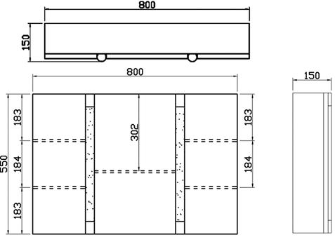 Technical image of Hudson Reed Cabinets Lincoln Mirror Cabinet With Motion LEDs (800x500mm).