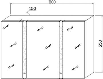 Technical image of Hudson Reed Cabinets Lincoln Mirror Cabinet With Motion LEDs (800x500mm).