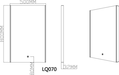 Technical image of Hudson Reed Mirrors Malvern Mirror With Motion LED Lights (500x800mm).