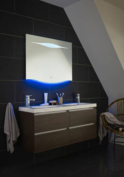 Example image of Hudson Reed Mirrors Iona Mirror With Touch Sensor LED Lights (900x640mm).