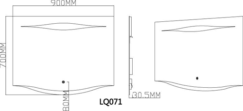 Technical image of Hudson Reed Mirrors Iona Mirror With Touch Sensor LED Lights (900x640mm).