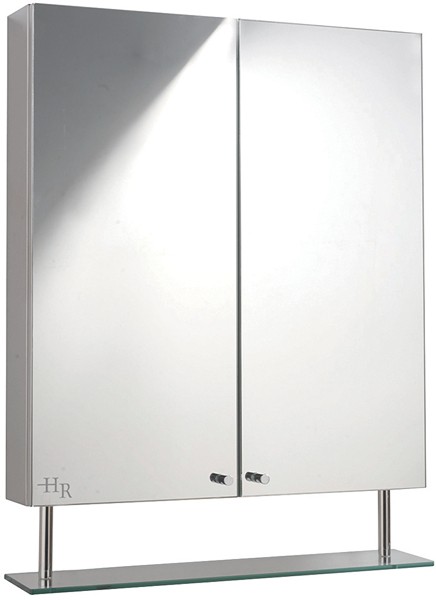 Larger image of Hudson Reed Dakota stainless steel mirror bathroom cabinet. 600mm.