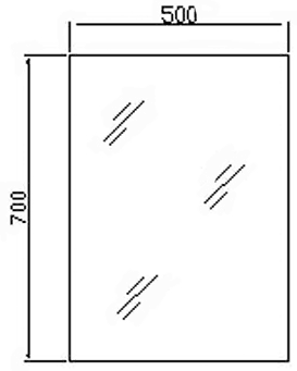 Technical image of Hudson Reed Glendale LED Backlit Sensor Mirror. Size 500x700x50mm.