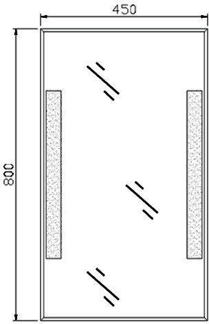 Technical image of Hudson Reed Mirrors Aida Backlit Bathroom Mirror. Size 450x800mm.