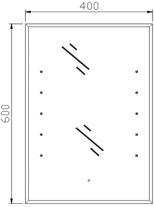 Technical image of Hudson Reed Mirrors Alcina Touch Sensor Backlit Mirror. Size 400x600mm.