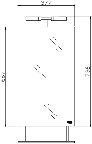 Technical image of Hudson Reed Cabinets Rossini Bathroom Cabinet With Lights.  377x736mm.