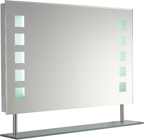 Larger image of Ultra Mirrors Latitude Backlit Bathroom Mirror With Shelf. 800x500mm.