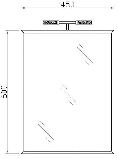 Technical image of Ultra Mirrors Vantage Compact Mirror With Light. 450x600mm.