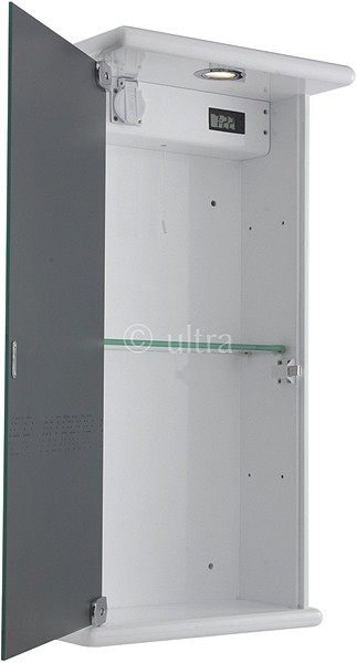Example image of Ultra Cabinets Niche Mirror Cabinet, Light & Shaver. 400x800x200mm.