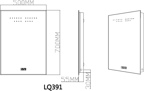 Technical image of Ultra Mirrors Facet Touch Sensor Mirror with LED Lights.