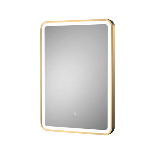 nuie Brushed Brass Framed LED Touch Sensor Mirror 700 x 500mm - Bathroom Mirror with Demister Pad & IP44 Rating - Image 4