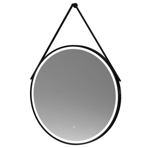 nuie Matt Black Round Illuminated Mirror 800mm - Touch Sensor - Demister Pad - IP44 Rated - Image 5