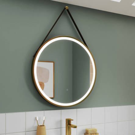 Nuie Brushed Brass Round Illuminated Mirror 800Mm - Image 4