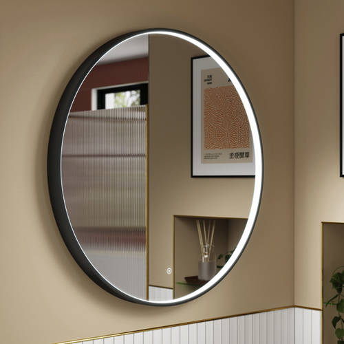 B&Q - Mensa Round Led Touch Sensor Inset Framed Mirror With DemisterMatt Black800 X 800 mm - Image 5