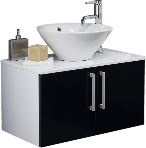 Larger image of Hudson Reed Lumina Wall Vanity Unit With Granite Top & Basin. 740x435mm.