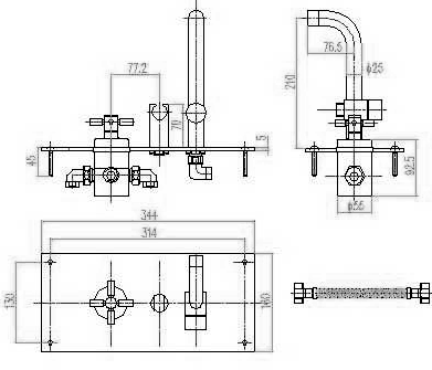 Technical image of Hudson Reed Tec Thermostatic Sequential Bath Shower Mixer.