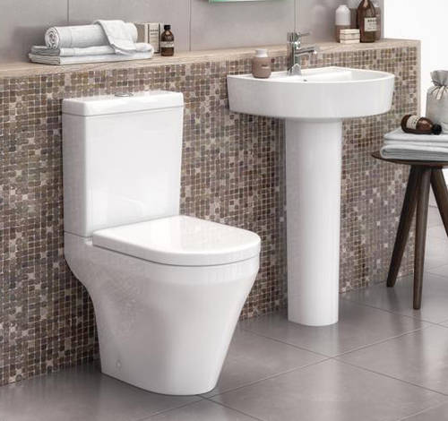 Example image of Premier Marlow Semi Flush Toilet With 420mm Basin & Full Pedestal.